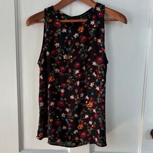 Floral Sleeveless Tank Top - Black Multicolor